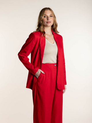 Bree Linen Blazer - Red