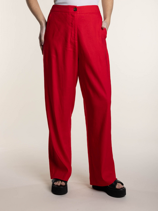 Bree Linen Pant - Red