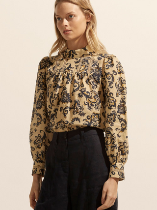 Flora Faze Top - Ochre Floral