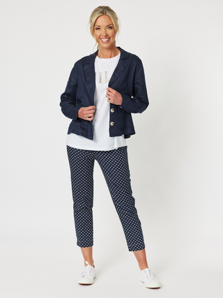 Danielle Linen Jacket - Navy