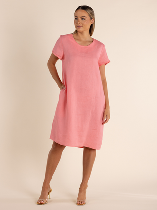 Shelley Linen Dress - Coral