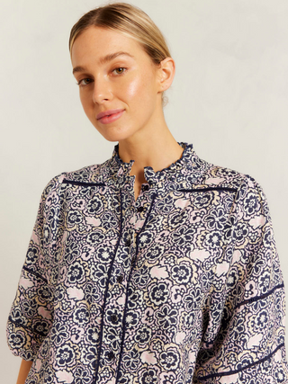 Lia Linen Shirt Raya - Navy