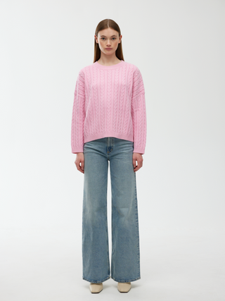 Willa Cable Knit Jumper - Pink Rose