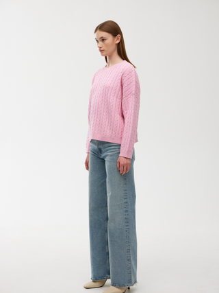 Willa Cable Knit Jumper - Pink Rose