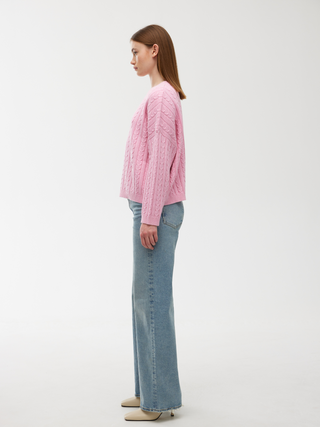 Willa Cable Knit Jumper - Pink Rose